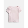 thumbnail image 1 of Weekend Academy Girls Boat Neck Tee with Short Sleeves, Sizes 4-18, 1 of 3