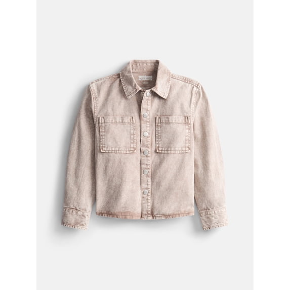 Weekend Academy Boys Washed Boxy Cotton Shacket with Long Sleeves, Sizes XS-XXL