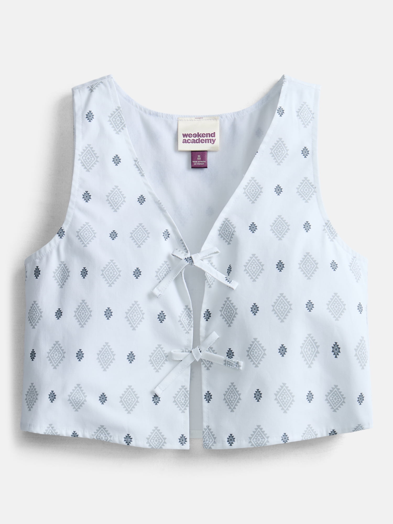 Weekend Academy Girls Printed Bow Cotton Vest, Sizes 4-18
