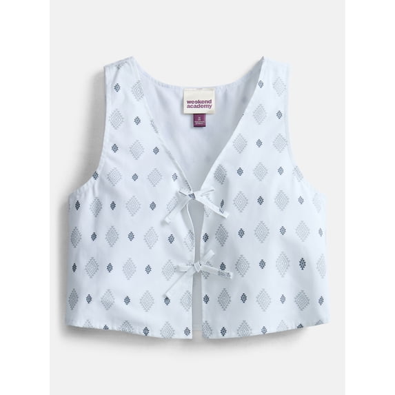 Weekend Academy Girls Printed Bow Cotton Vest, Sizes 4-18
