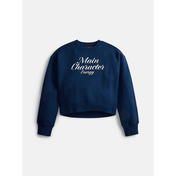Weekend Academy Girls Graphic Print Fleece Sweatshirt, Sizes 4-18