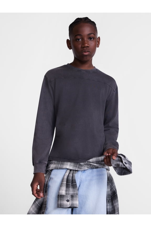Boys Football Yoke Tee with Long Sleeves, Sizes XS-XXL