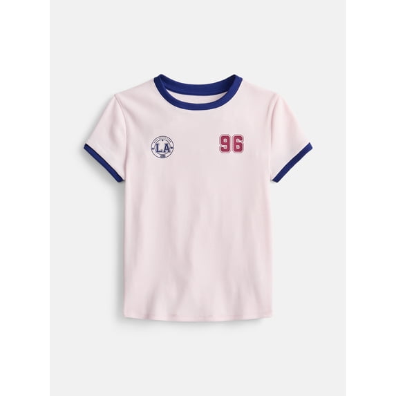 Weekend Academy Girls Graphic Baby Tee with Short Sleeves, Sizes 4-18