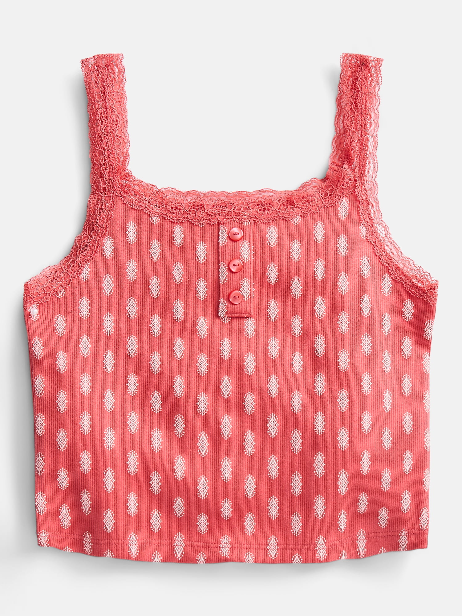 Weekend Academy Girls Henley Tank Top with Lace Trim, Sizes 4-18