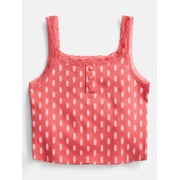 Weekend Academy Girls Henley Tank Top with Lace Trim, Sizes 4-18