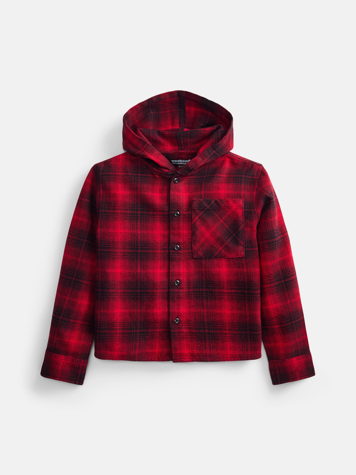 Weekend Academy Boys Hooded Cotton Flannel Shirt, Sizes 4-18