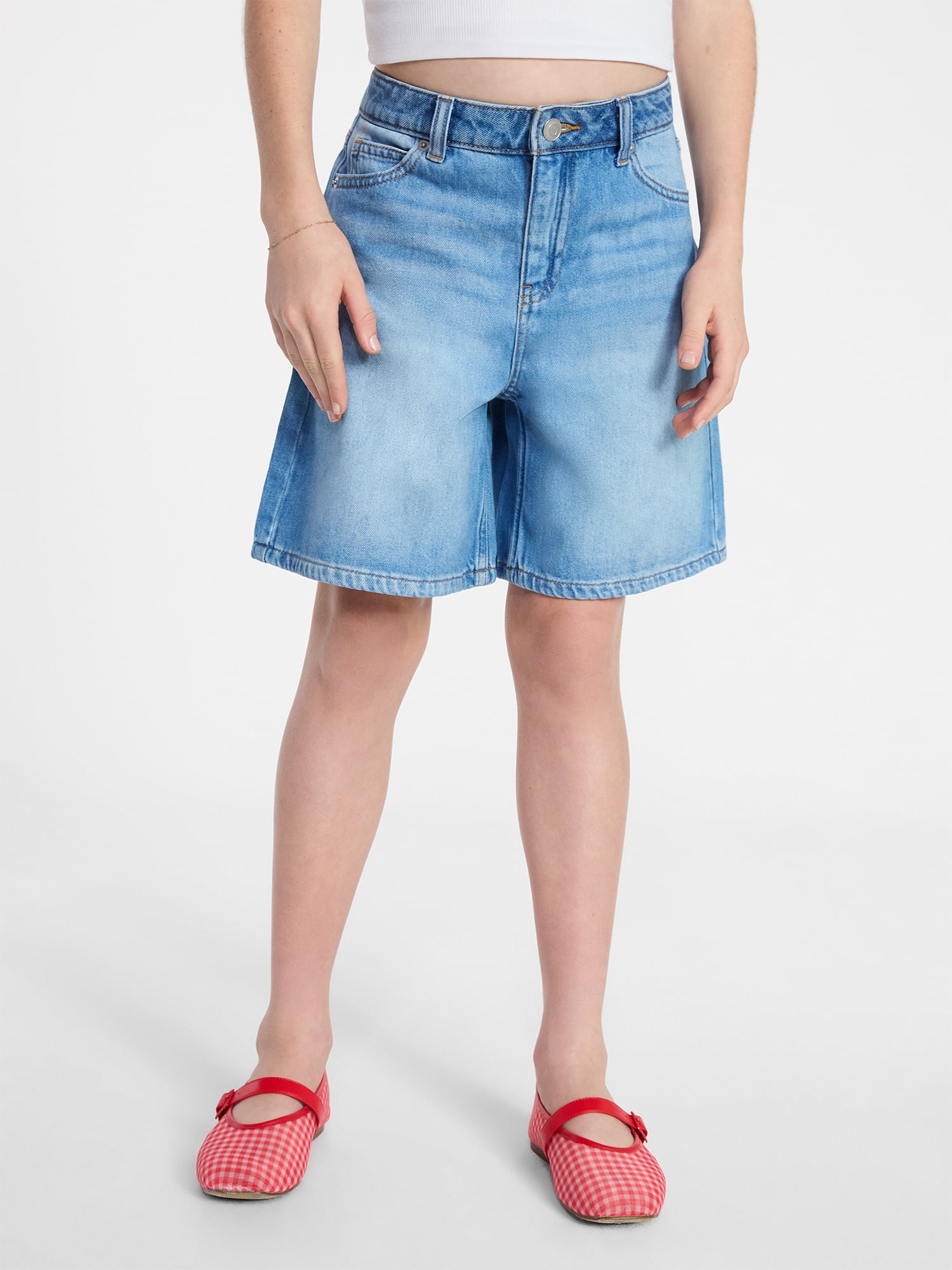 Weekend Academy Girls Cotton Jean Shorts, Sizes 5-18 - Walmart.com