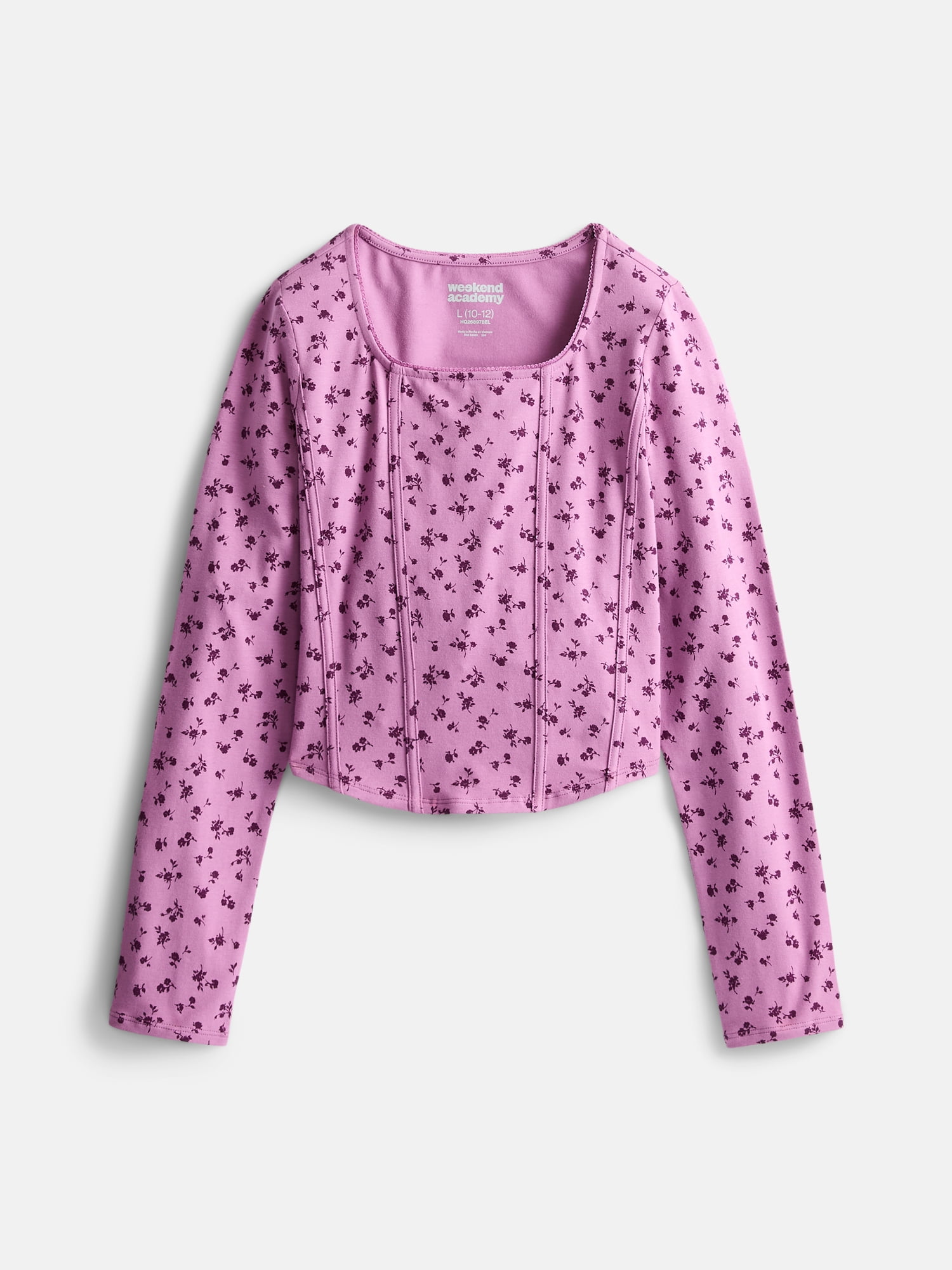 Weekend Academy Girls Corset Top with Long Sleeves, Sizes 4-18