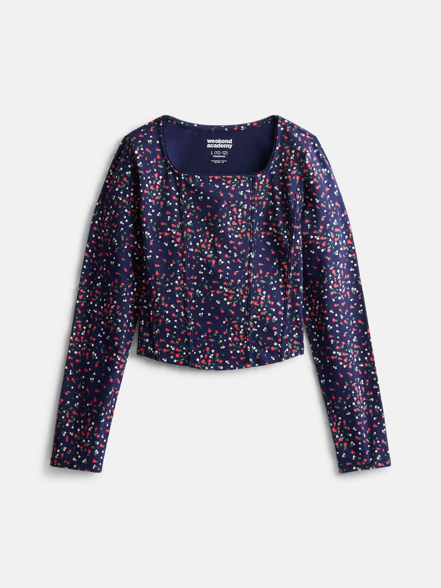 Weekend Academy Girls Corset Top with Long Sleeves, Sizes 4-18