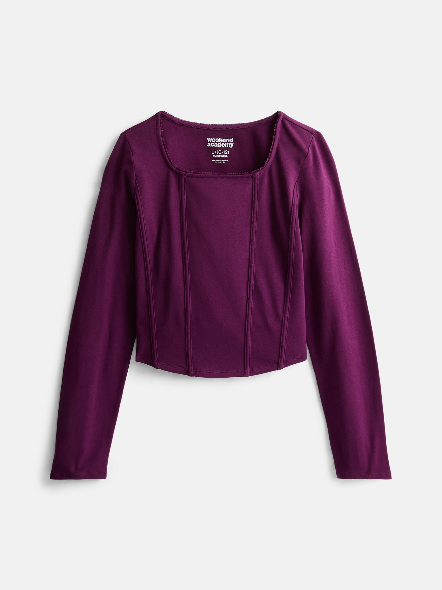 Weekend Academy Girls Corset Top with Long Sleeves, Sizes 4-18