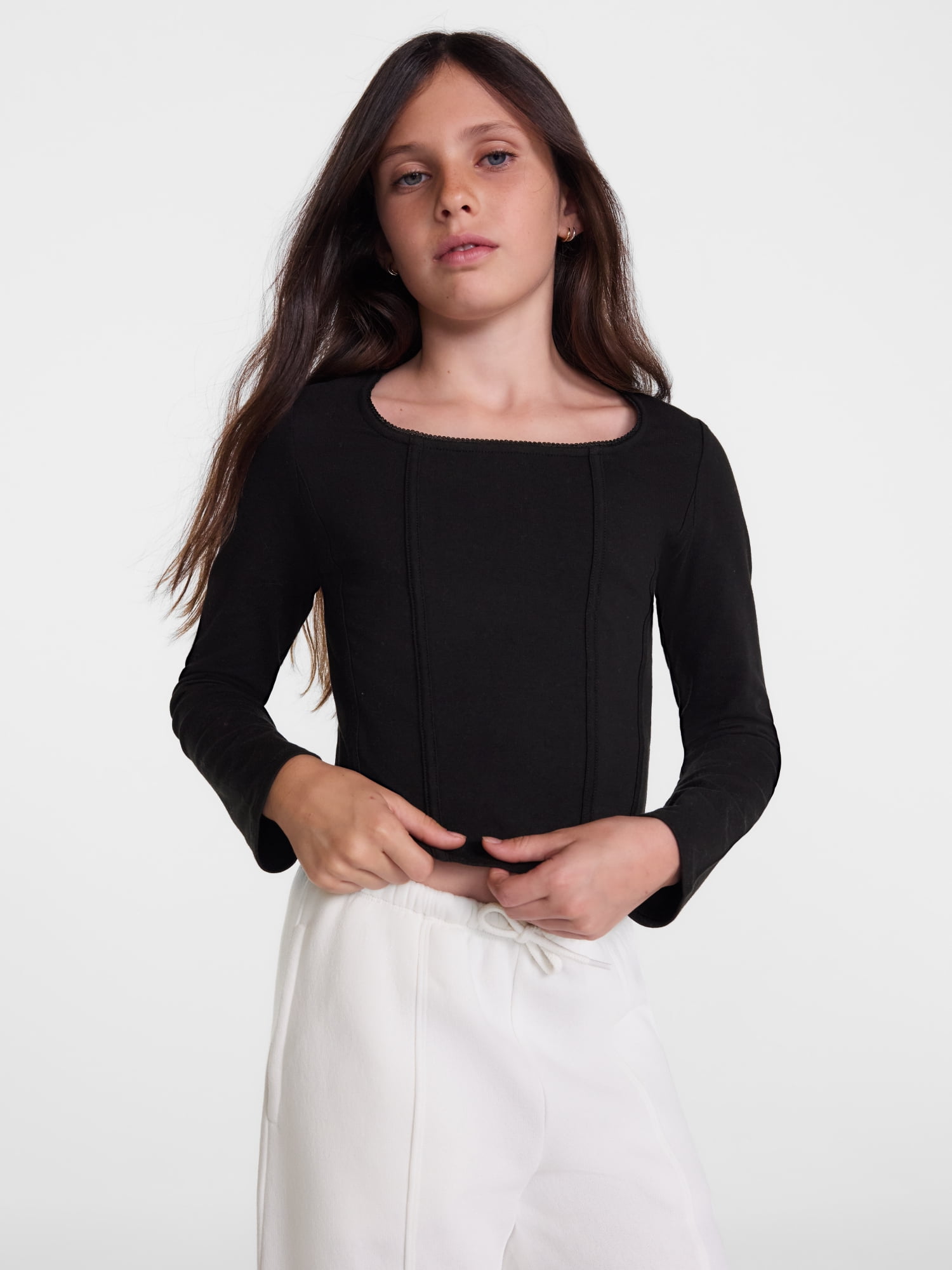 Weekend Academy Girls Corset Top with Long Sleeves, Sizes 4-18