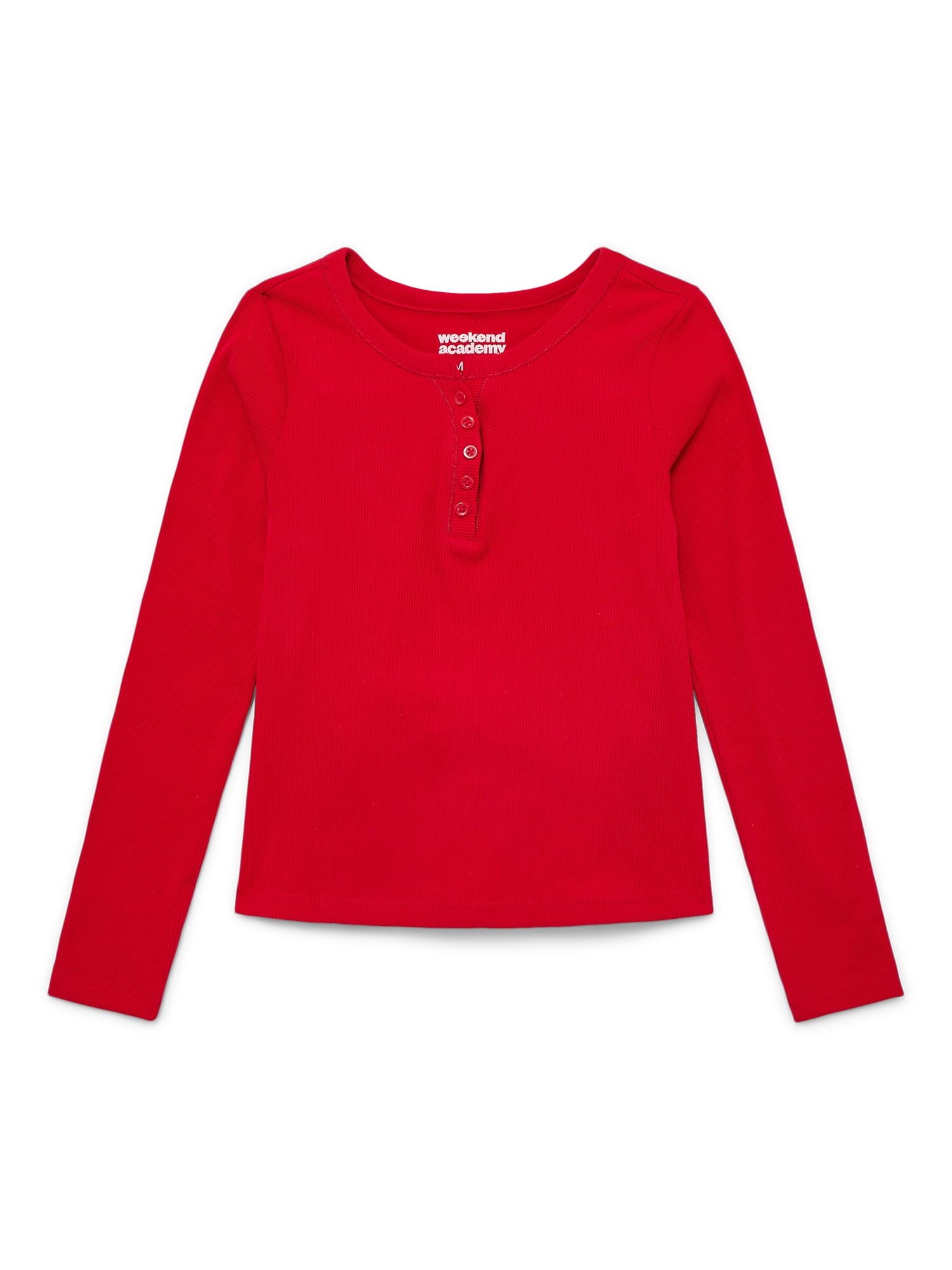 Weekend Academy Girls Henley Tee with Long Sleeves, Sizes 4-18