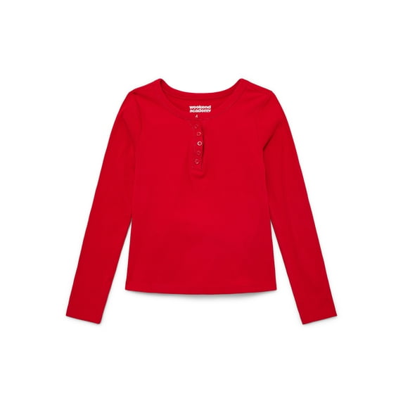 Weekend Academy Girls Henley Tee with Long Sleeves, Sizes 4-18