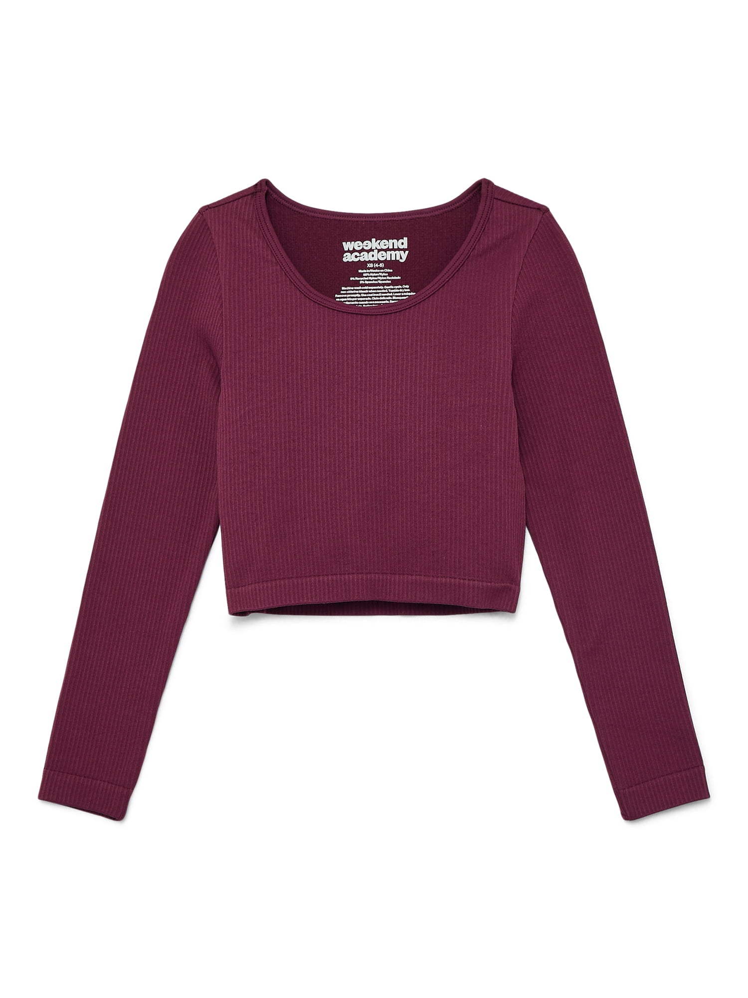 Weekend Academy Girls Seamless Top with Long Sleeves, Sizes 4-18
