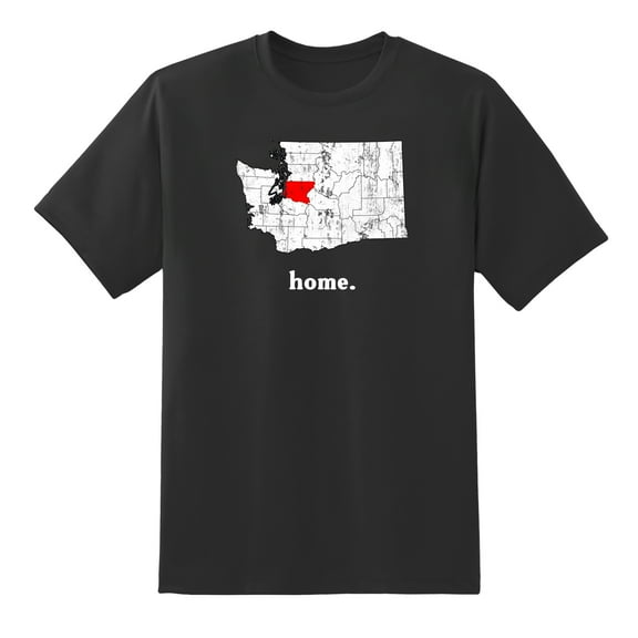 WA Map Washington Home State Love Washington Home Design Mens Graphic T Shirts for Men Women Black,XL