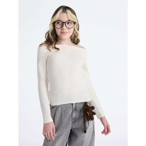 Weekend Academy Girls Off The Shoulder Top with Long Sleeves, Sizes 4-18