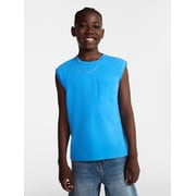 Weekend Academy Boys Oversized Cotton Tank Top with Pocket, Sizes 4-18