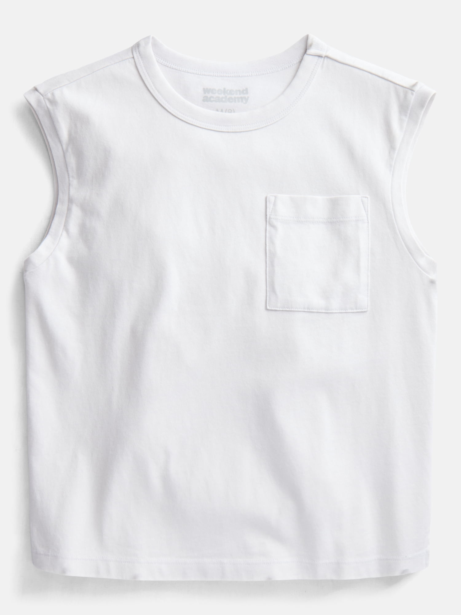 Weekend Academy Boys Oversized Cotton Tank Top with Pocket, Sizes 4-18