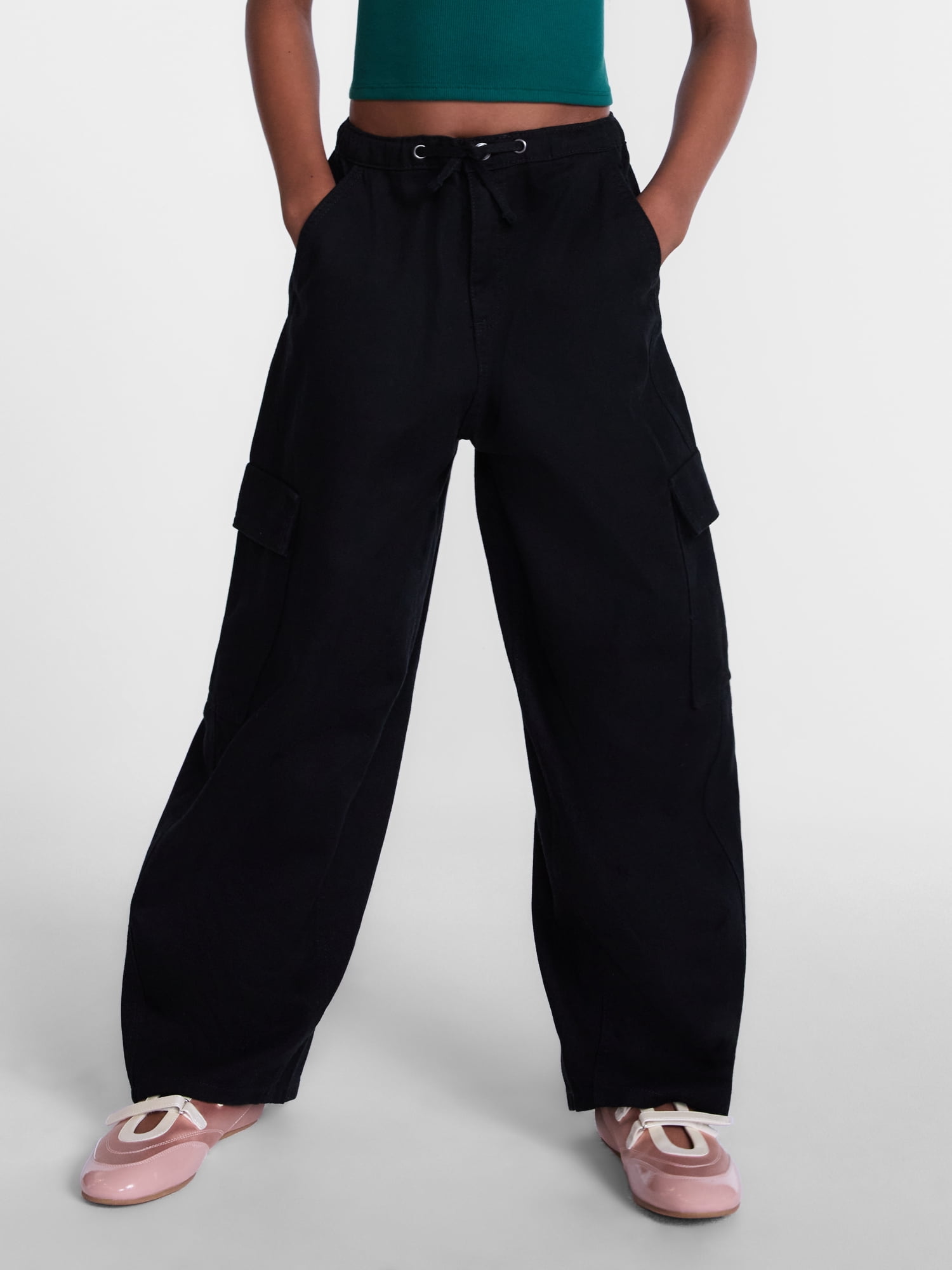 Weekend Academy Girls Cotton Cargo Parachute Pants, Sizes 4-18