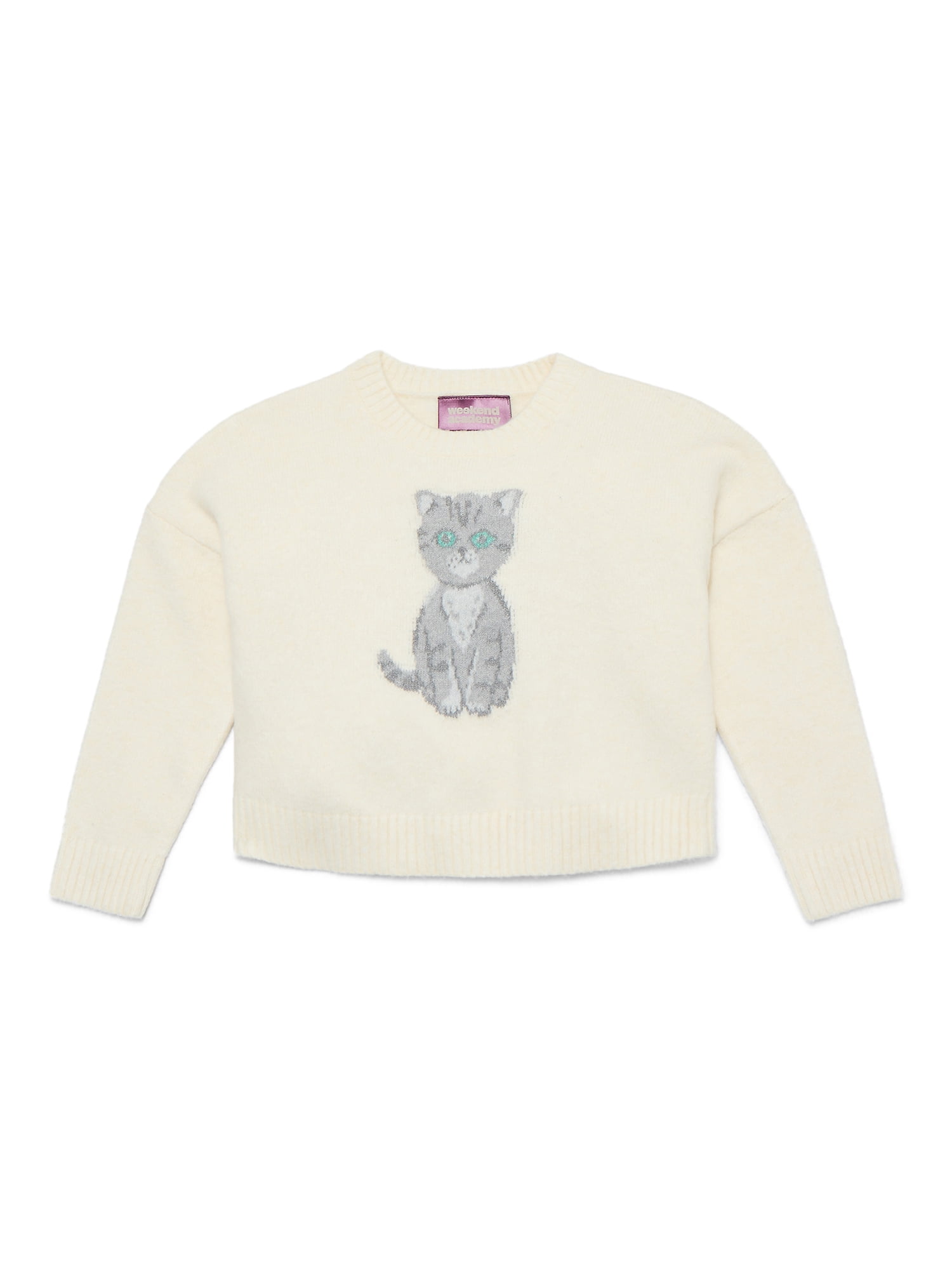 Weekend Academy Girls Pullover Graphic Print Sweater, Sizes 4-18