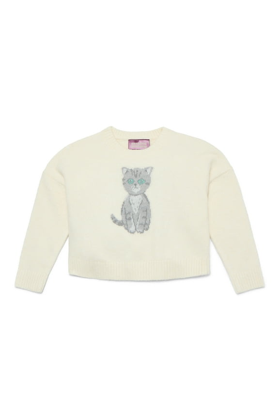 Girls Pullover Graphic Print Sweater, Sizes 4-18