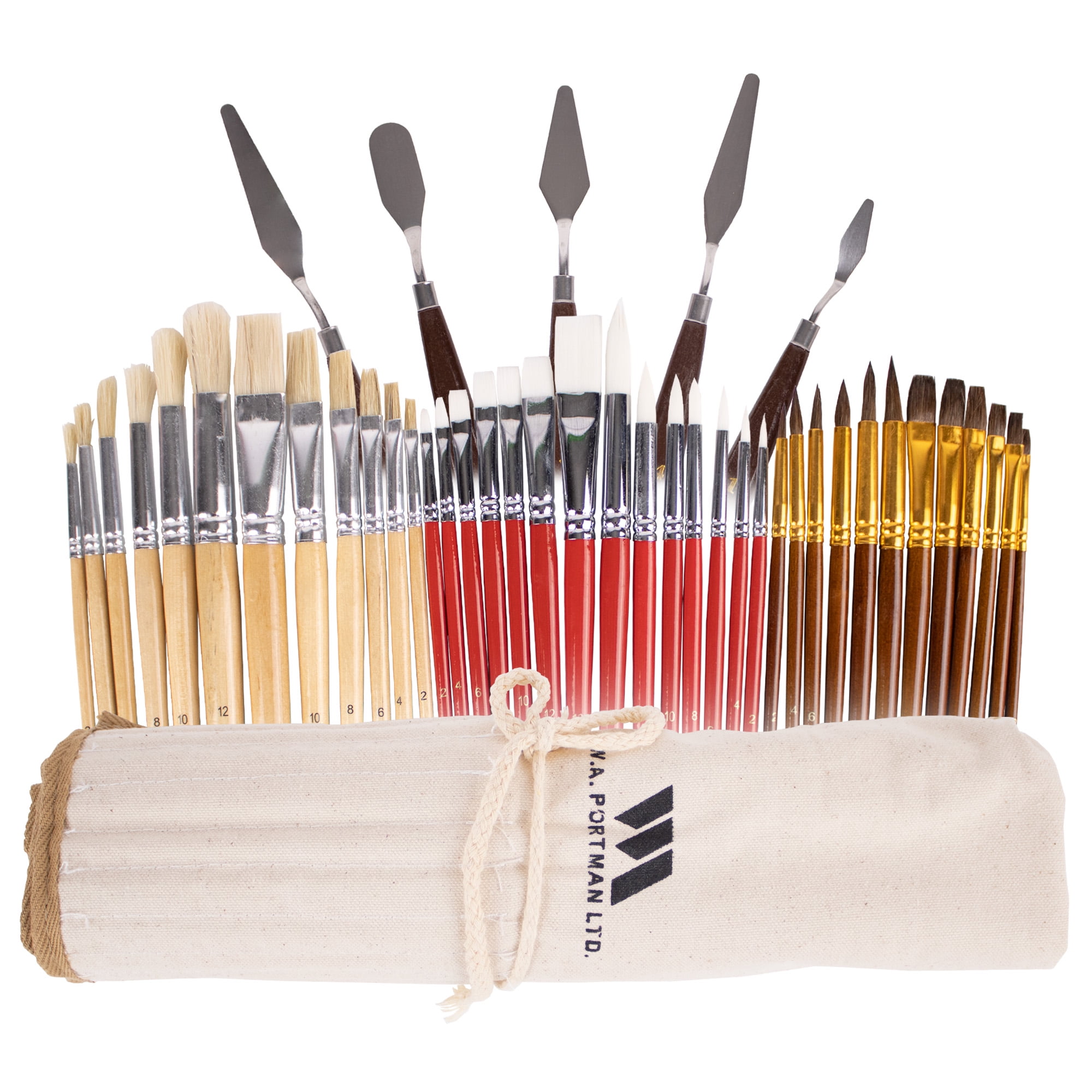 Shuttle Art Artist Paint Brush Set,18 Pcs Different Shapes & Sizes Paint Brushes Bonus Palette Knife & Sponge for Acrylic, Watercolor, Oil and Gouache