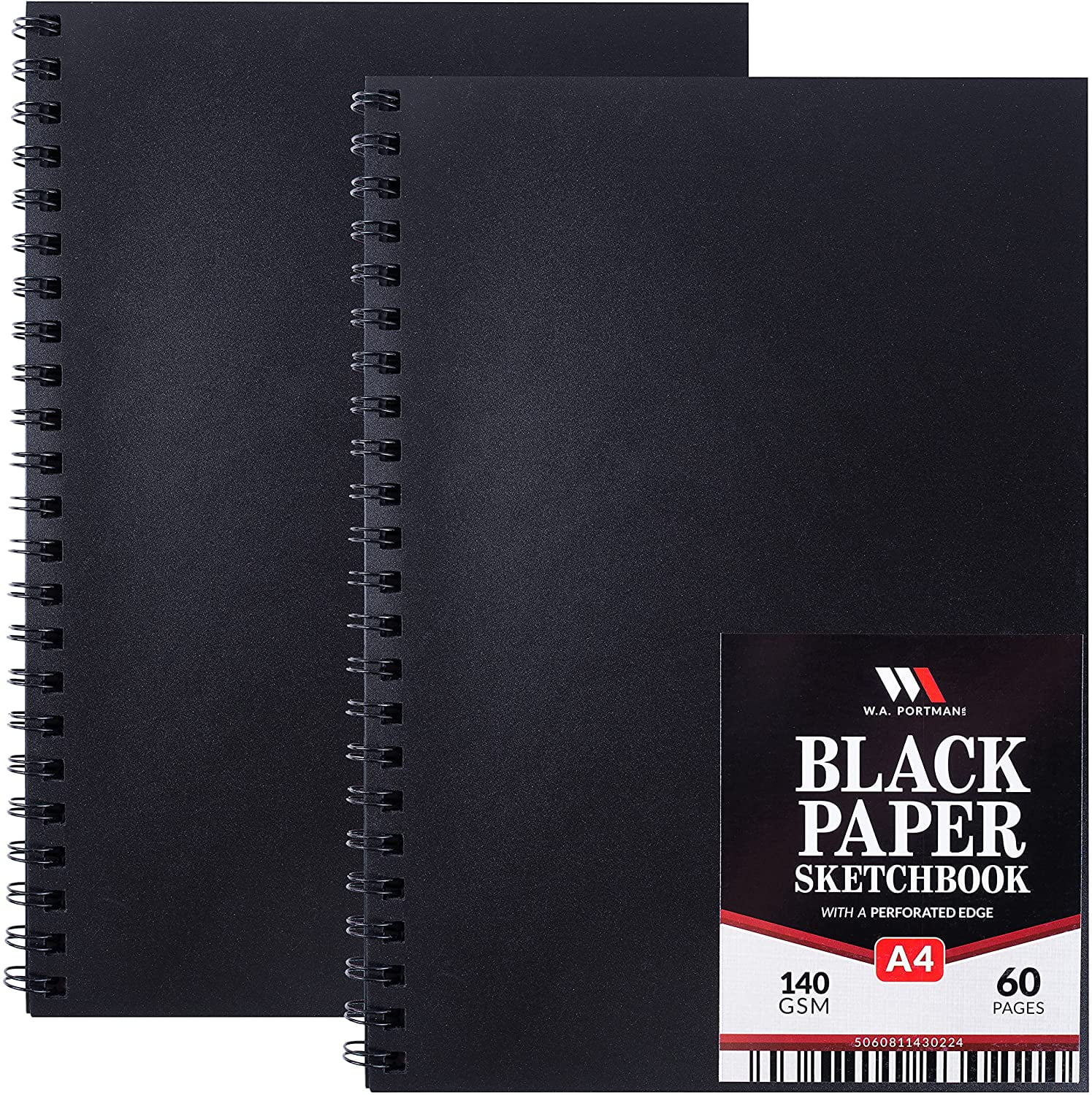 Derwent Black Paper Sketch Book - A4 Portrait, 40 Sheets, Acid-Free Paper,  Wirebound Spine, Professional Quality, Black Book, 2300379