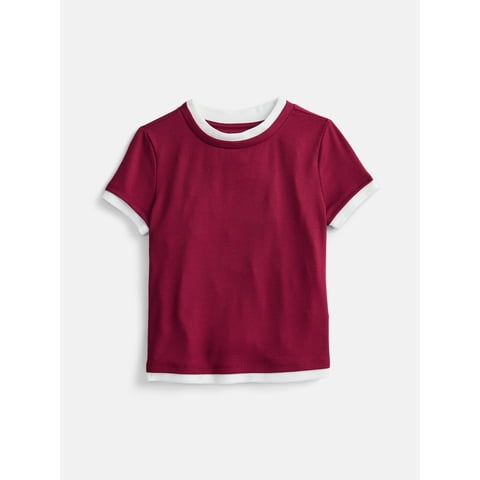 Girls Layered Tee with Short Sleeves, Sizes 4-18