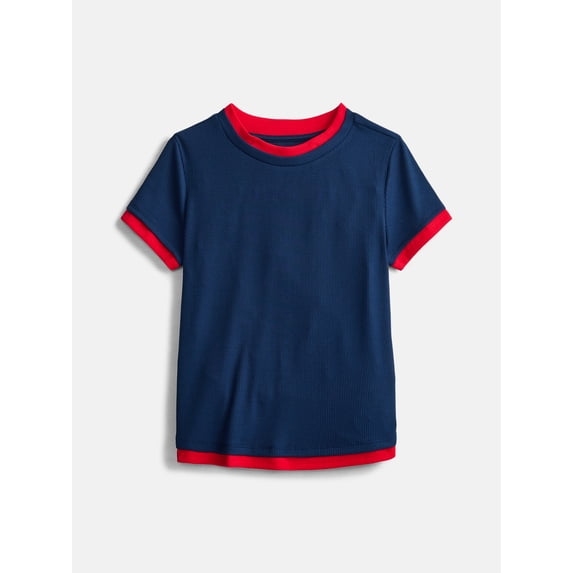 Weekend Academy Girls Layered Tee with Short Sleeves, Sizes 4-18