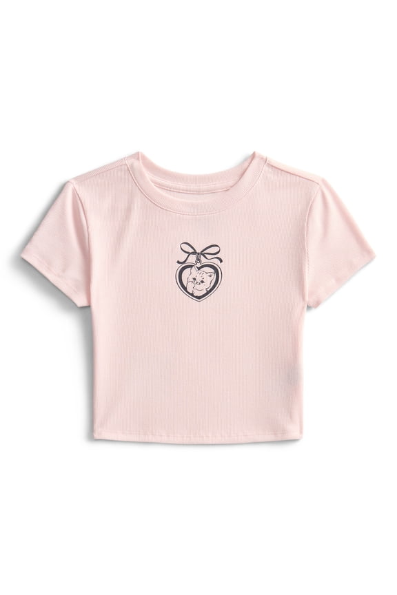 Girls Graphic Baby Tee with Short Sleeves, Sizes 4-18