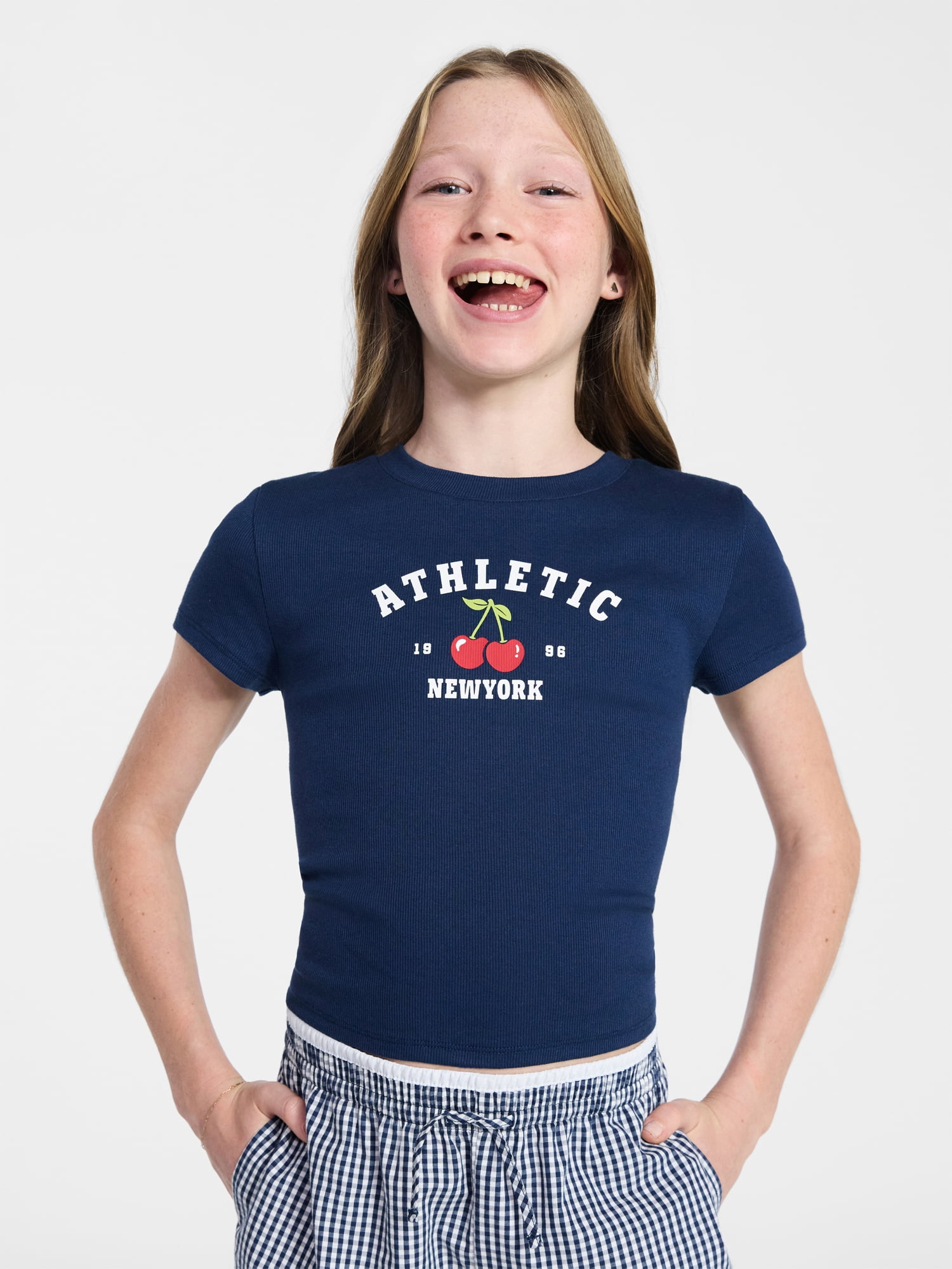 Weekend Academy Girls Graphic Baby Tee with Short Sleeves, Sizes 4-18