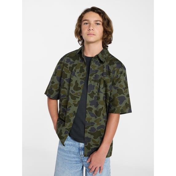 Weekend Academy Boys Button Down Shirt with Short Sleeves, Sizes 4-18