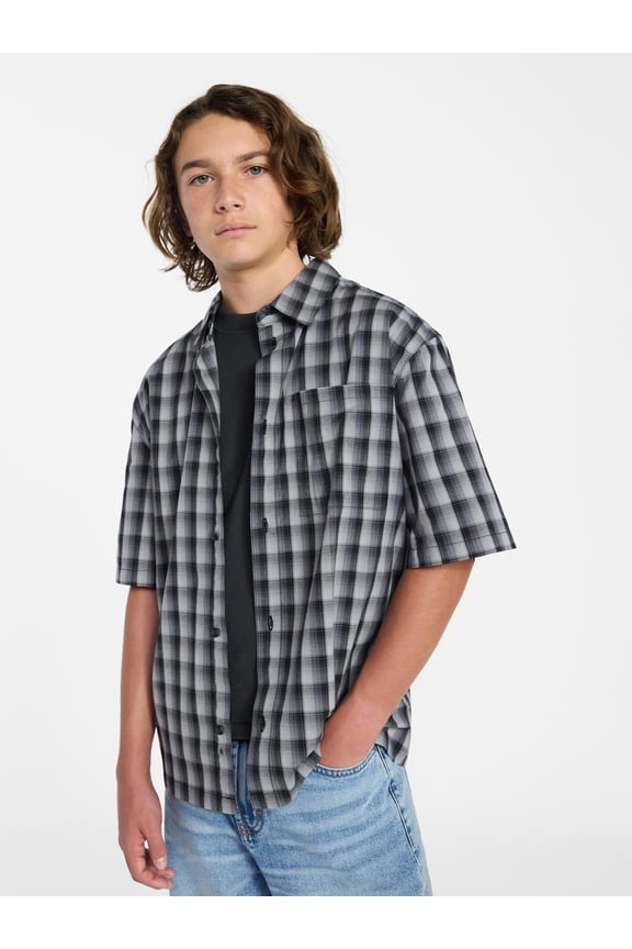 Boys Button Down Shirt with Short Sleeves, Sizes 4-18