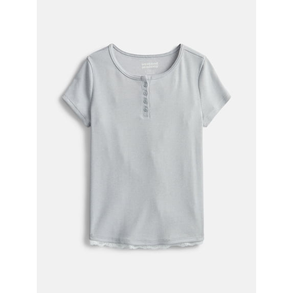 Weekend Academy Girls Henley Tee with Lace Trim, Sizes 4-18