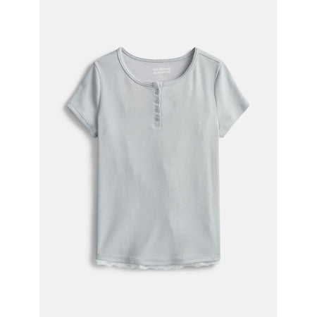 Weekend Academy Girls Henley Tee with Lace Trim, Sizes 4-18