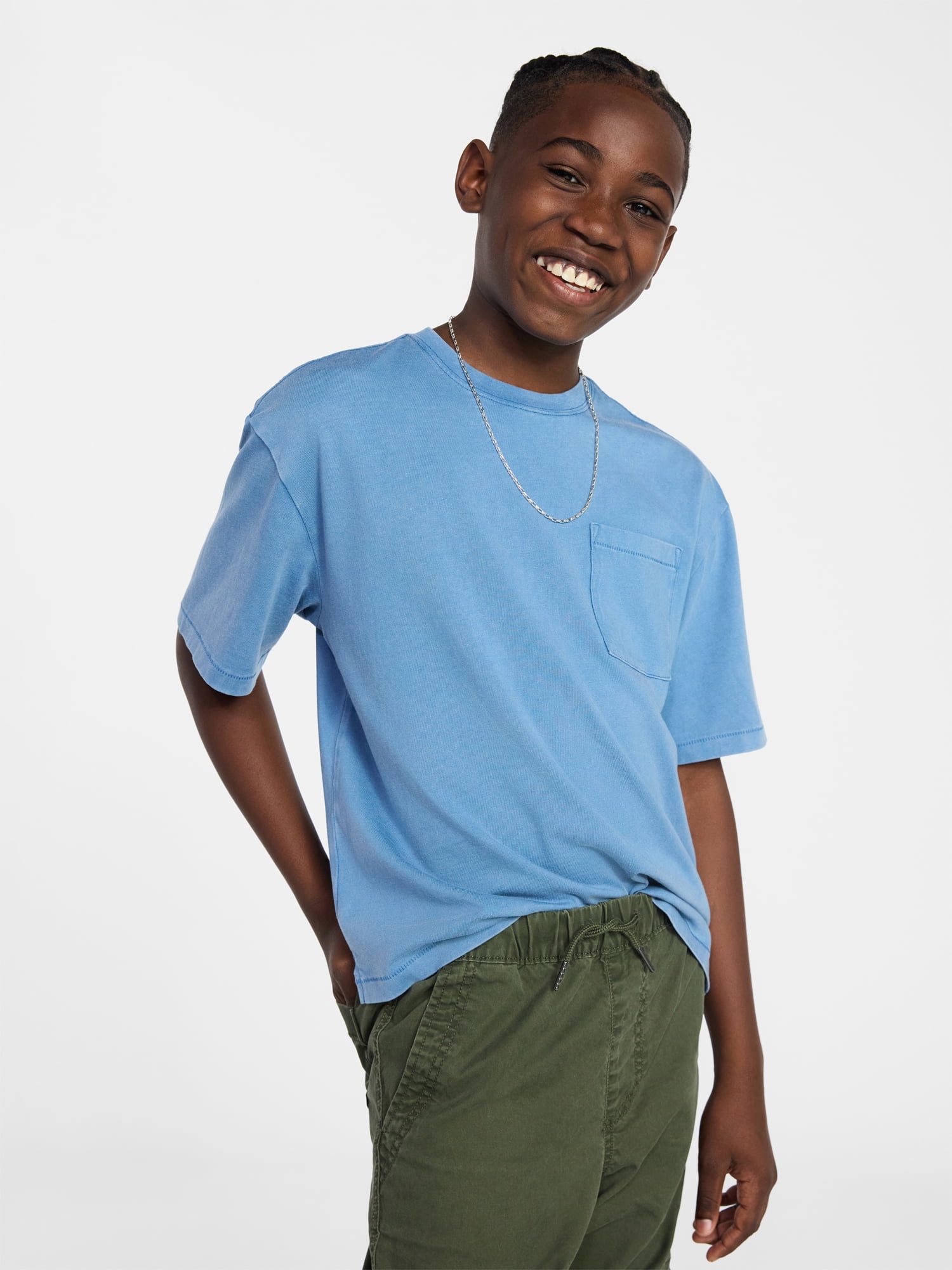 Weekend Academy Boys Washed Pocket Tee with Short Sleeves, Sizes XS-XXL