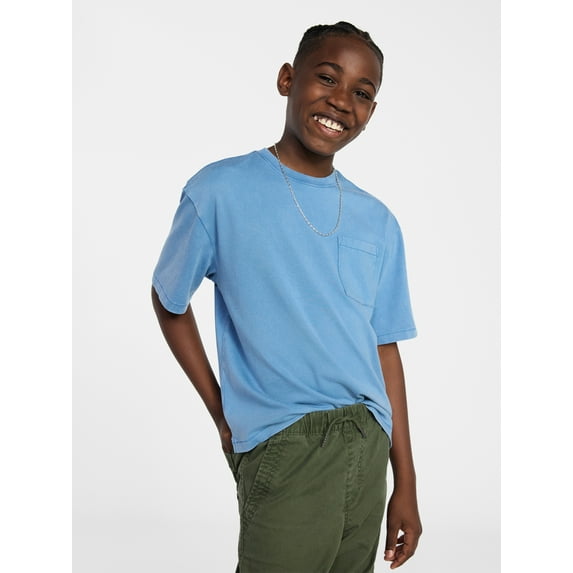 Weekend Academy Boys Washed Pocket Tee with Short Sleeves, Sizes XS-XXL