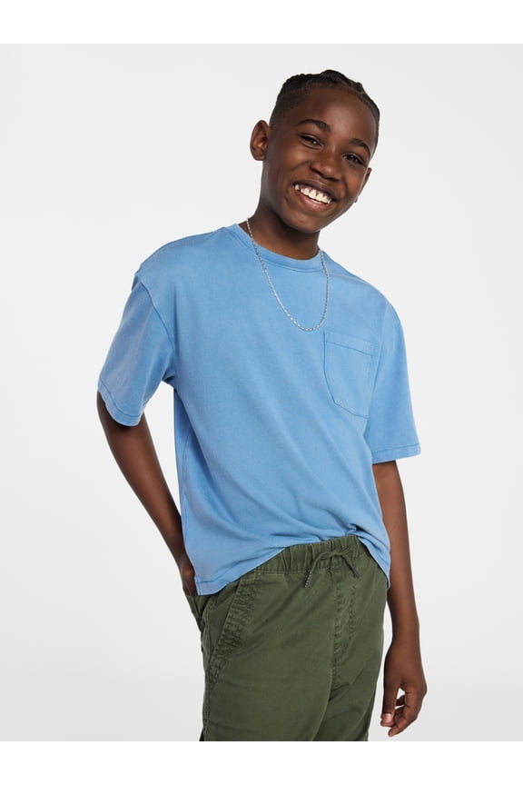 Boys Washed Pocket Tee with Short Sleeves, Sizes XS-XXL