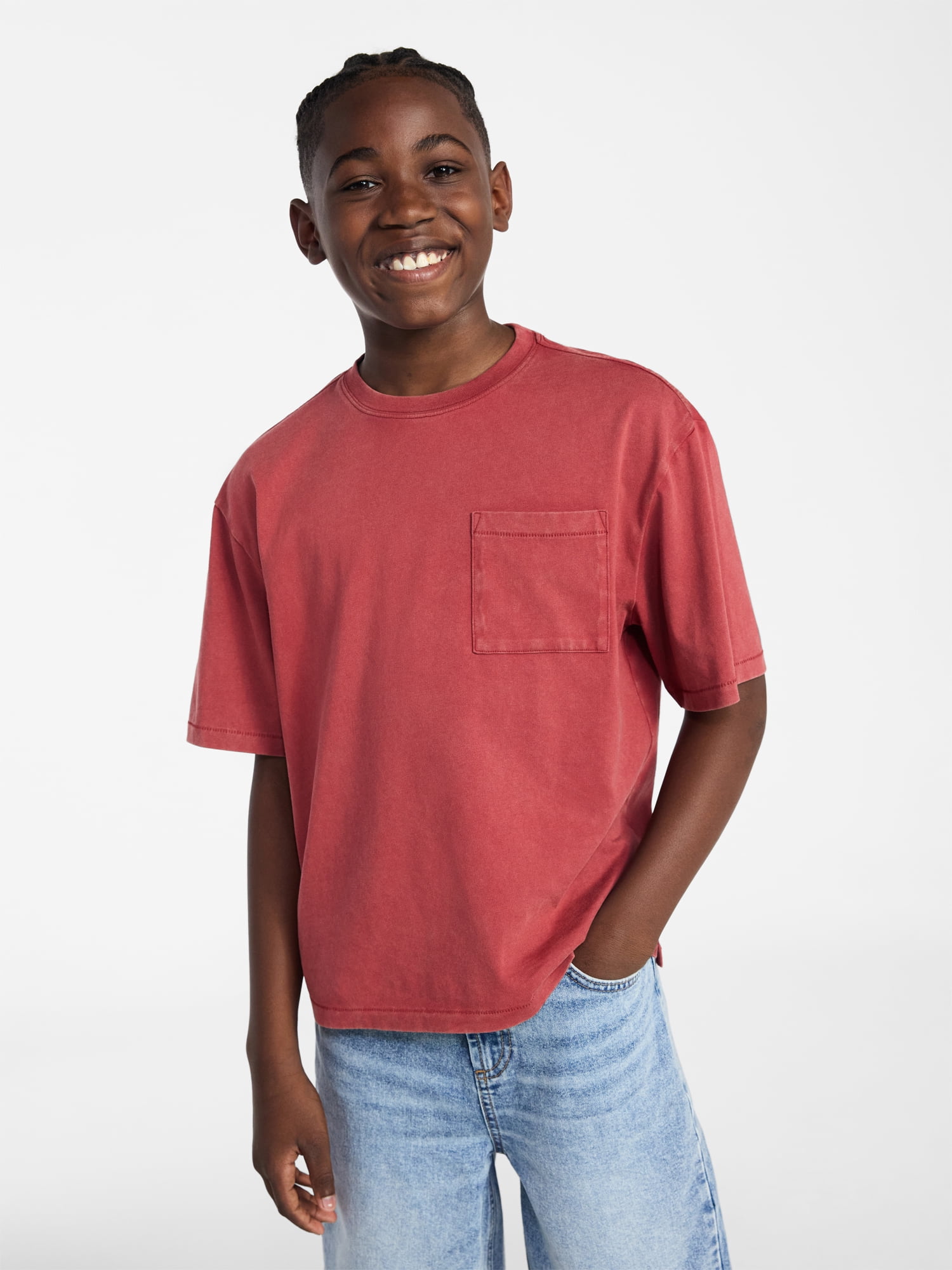 Weekend Academy Boys Washed Pocket Tee with Short Sleeves, Sizes XS-XXL
