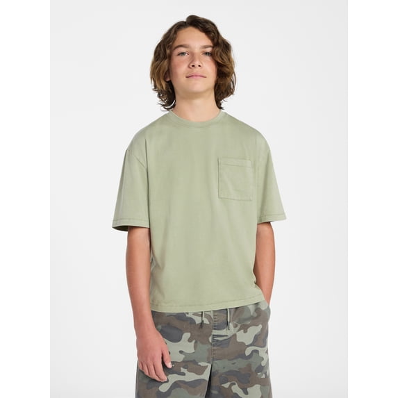 Weekend Academy Boys Washed Pocket Tee with Short Sleeves, Sizes XS-XXL