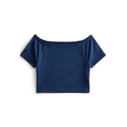 Weekend Academy Girls Wide Neck Knit Top with Short Sleeves, Sizes 4-18