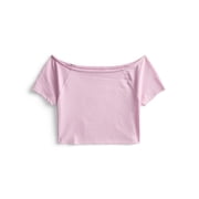 Weekend Academy Girls Wide Neck Knit Top with Short Sleeves, Sizes 4-18