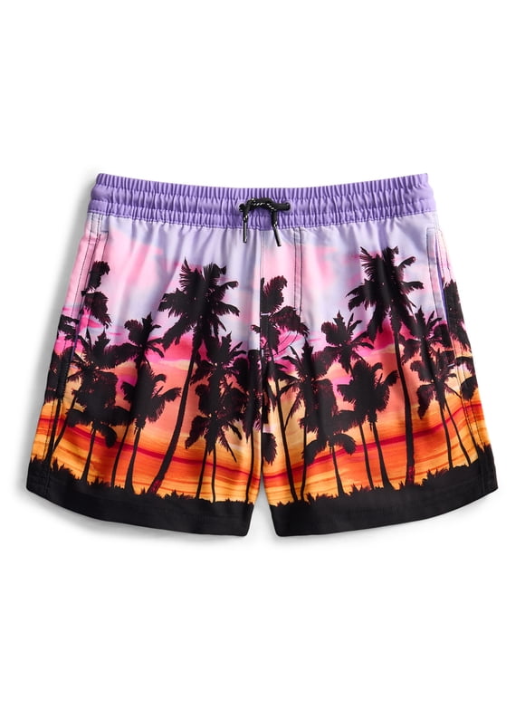 Boys Printed Swim Trunks, Sizes 6-18 & Husky