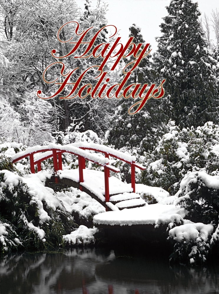 WA Seattle Moon bridge and pond after winter snow storm Kubota Garden Canvas Art - Jamie & Judy Wild Danita Delimont (22 x 31)