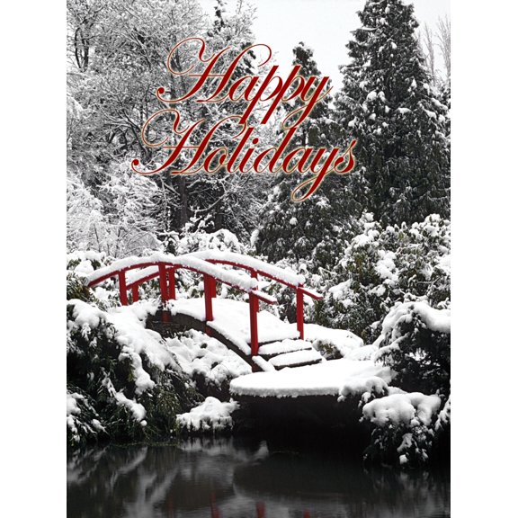 WA Seattle Moon bridge and pond after winter snow storm Kubota Garden Canvas Art - Jamie & Judy Wild Danita Delimont (22 x 31)