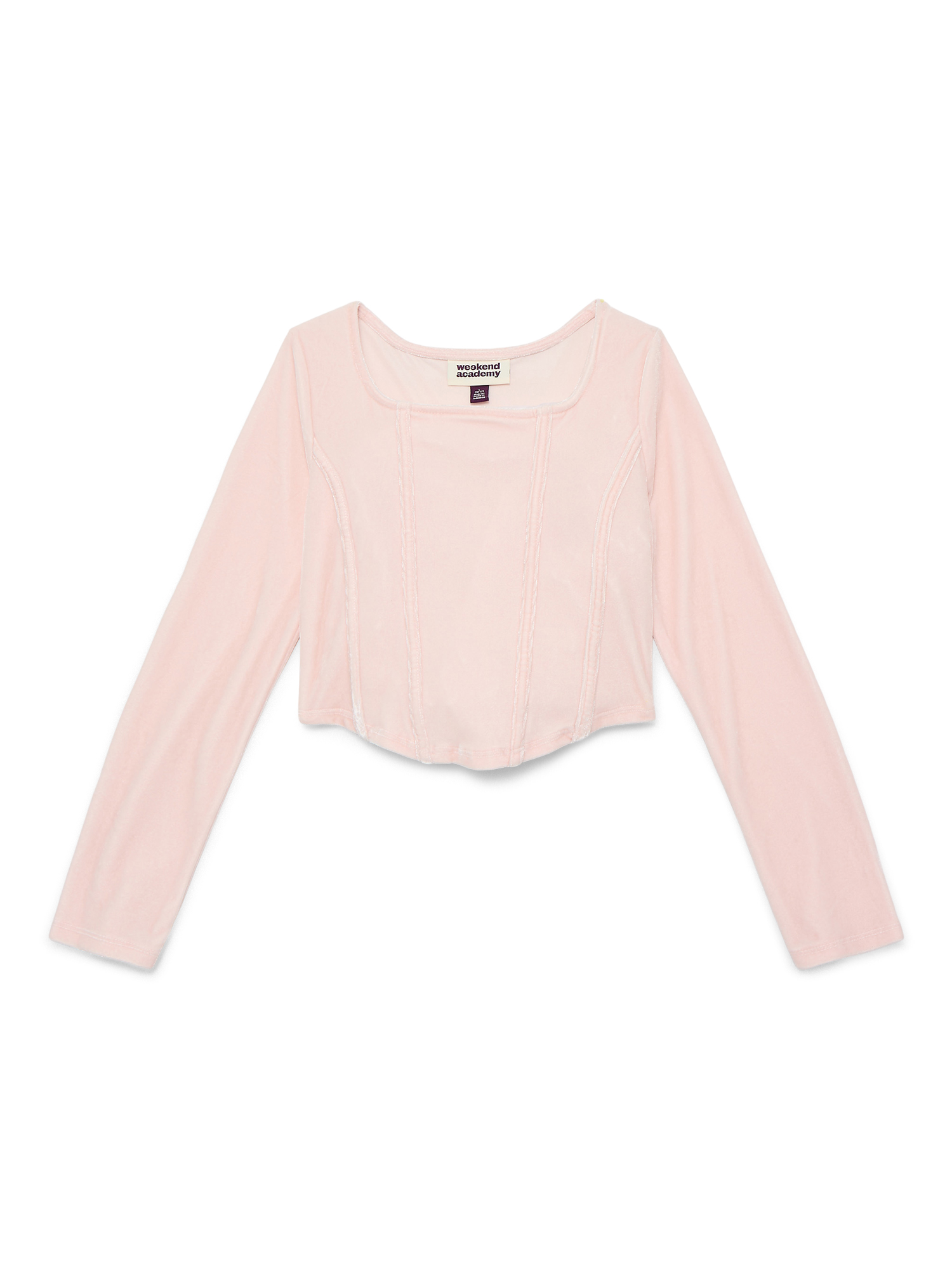 Weekend Academy Girls Velvet Corset Top with Long Sleeves, Sizes 4-18