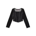 thumbnail image 1 of Weekend Academy Girls Velvet Corset Top with Long Sleeves, Sizes 4-18, 1 of 5