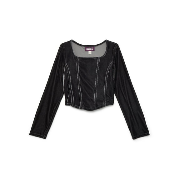 Weekend Academy Girls Velvet Corset Top with Long Sleeves, Sizes 4-18