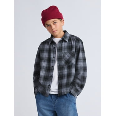 Weekend Academy Boys Flannel Long Sleeve Shirt, Sizes 4-18