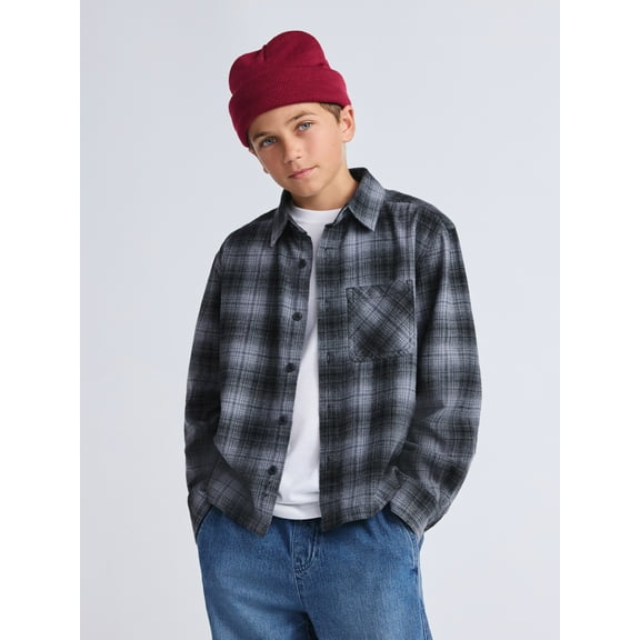 Weekend Academy Boys Flannel Long Sleeve Shirt, Sizes 4-18